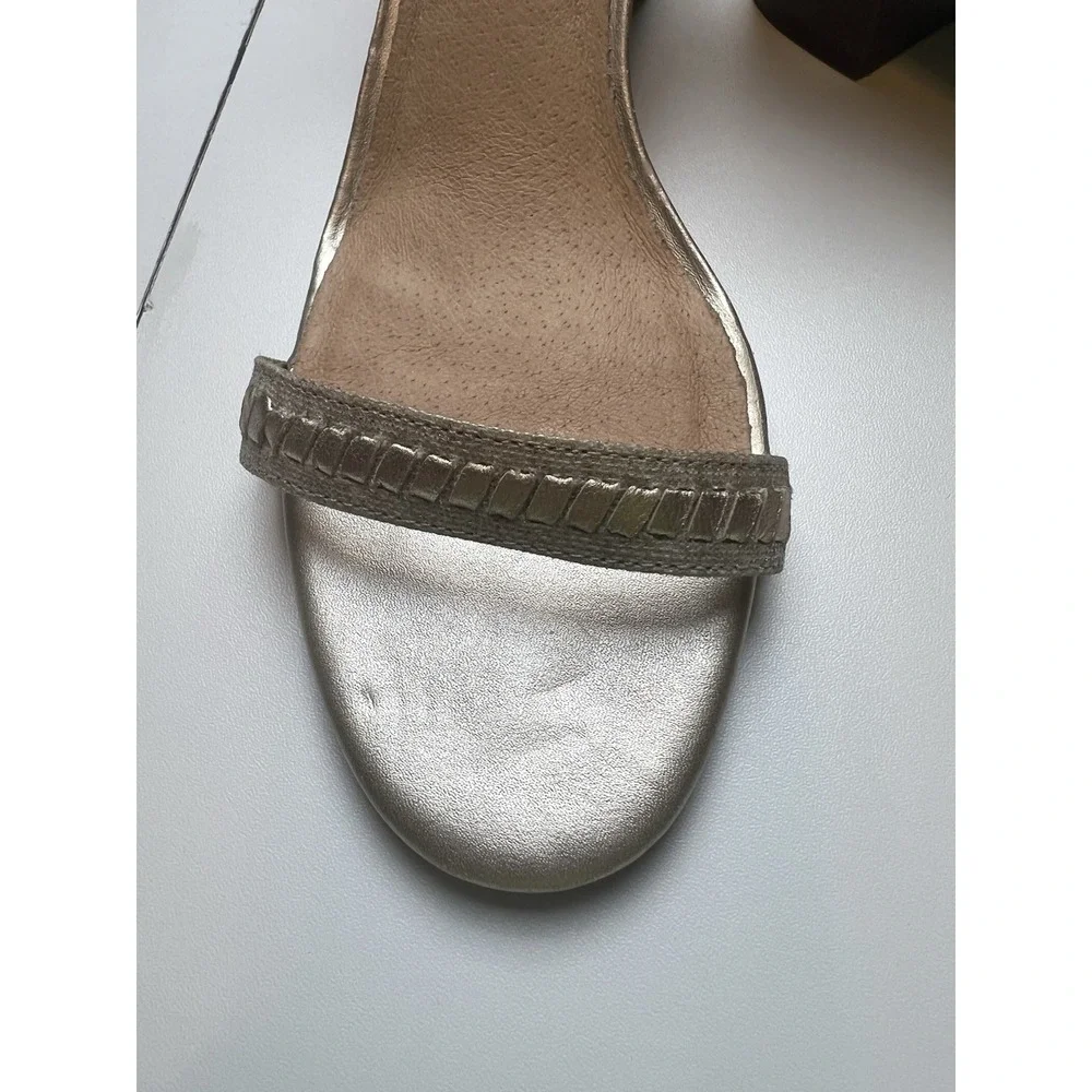 Jack Rogers Lillian Ankle Strap Gold Textile  Heels Women's Size 11